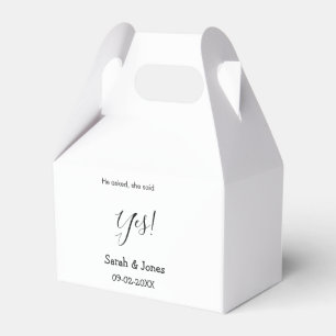 He asked she said yes engagement simple minimal favour box