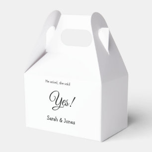 He asked she said yes engagement simple minimal favour box
