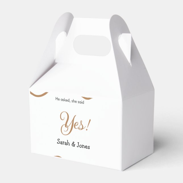 He asked she said yes engagement simple minimal  favour box (Front Side)