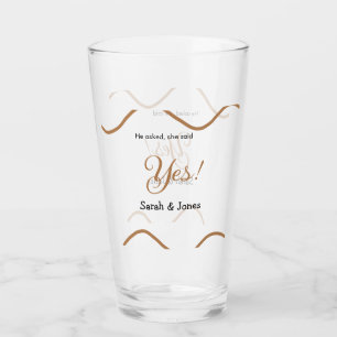 He asked she said yes engagement simple minimal glass