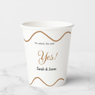 He asked she said yes engagement simple minimal  paper cups