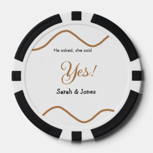 He asked she said yes engagement simple minimal  poker chips