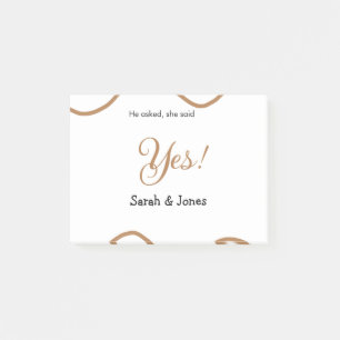 He asked she said yes engagement simple minimal  post-it notes