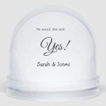 He asked she said yes engagement simple minimal  snowglobe<br><div class="desc">design</div>