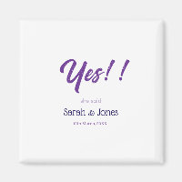 He asked she said yes engagement simple purple bol