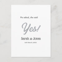 He asked she said yes engagement simple silver dat