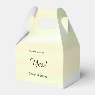 He asked she said yes engagement yellow pastel  favour box