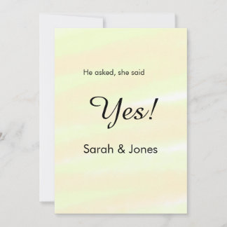He asked she said yes engagement yellow pastel  invitation