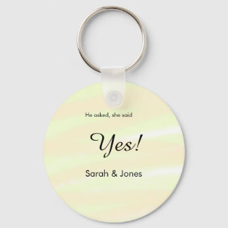 He asked she said yes engagement yellow pastel  key ring