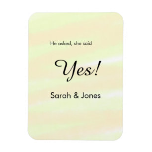 He asked she said yes engagement yellow pastel magnet