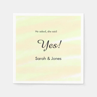 He asked she said yes engagement yellow pastel  napkin