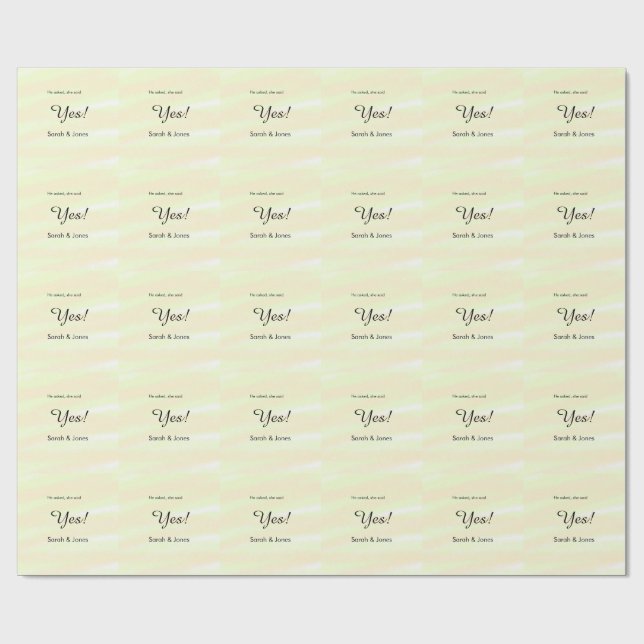 He asked she said yes engagement yellow pastel  wrapping paper (Flat)