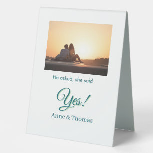He asked she said yes photo engaged blue green