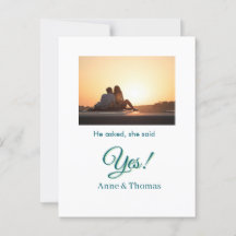 He asked she said yes photo engaged blue green