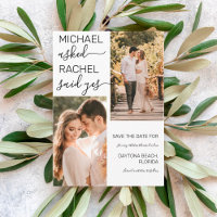 He Asked She Said Yes White Black Photo Wedding