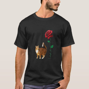 He Best Mum Forever Red Rose Curious Standing Cat T-Shirt