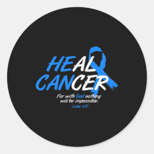 He Can Heal Cancer Ataxia Awareness Month Gift Blu Classic Round Sticker