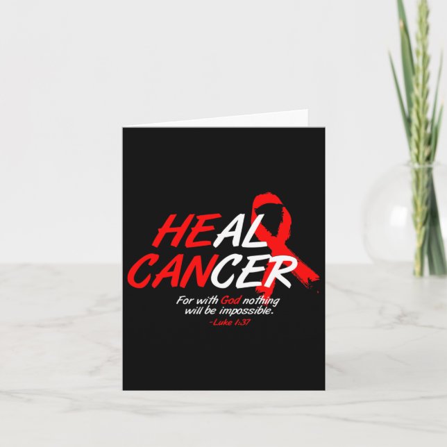 He Can Heal Cancer Blood Cancer Awareness Gift Red Card (Front)