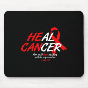 He Can Heal Cancer Blood Cancer Awareness Gift Red Mouse Mat