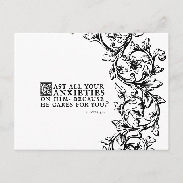 He Cares For You Bible Quote Postcard (Front)