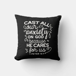 He Cares for You – Encouraging Christian Quote Cushion