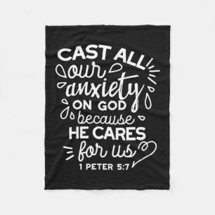 He Cares for You – Encouraging Christian Quote Fleece Blanket