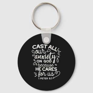 He Cares for You – Encouraging Christian Quote Key Ring