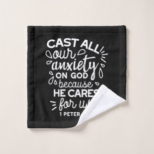 He Cares for You – Encouraging Christian Quote Wash Cloth