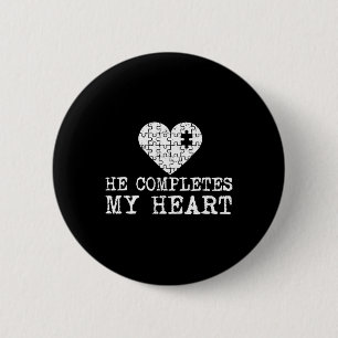 He Completes My Heart And She's Missing Piece 6 Cm Round Badge