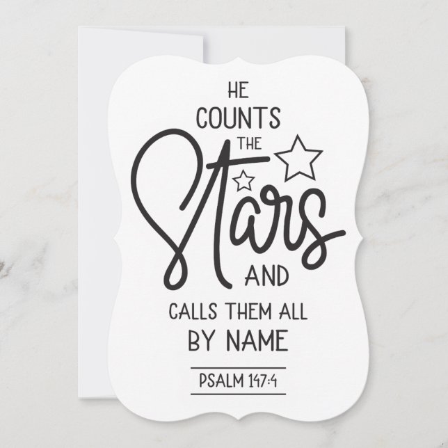 He counts the stars and calls them by name Psalms Invitation (Front)