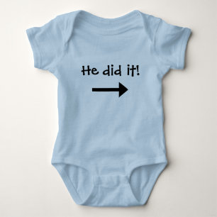 He did it! Boy left pointing arrow Baby Bodysuit