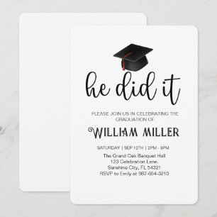 He Did It Graduation Class of 2025,Minimal grad Invitation