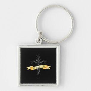 He Died for Us Floral Cross Key Ring