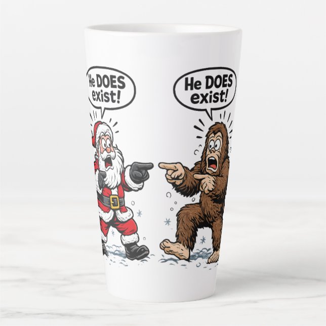 He does exist! Santa & Bigfoot Latte Mug (Front)