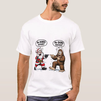 He does exist! Santa & Bigfoot T-Shirt