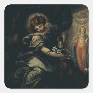 he Dream of Saint Joseph – High-Fidelity Fine Art  Square Sticker
