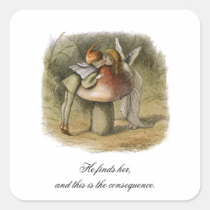 He Finds Her Romantic Fairy Valentine's Day Square Sticker