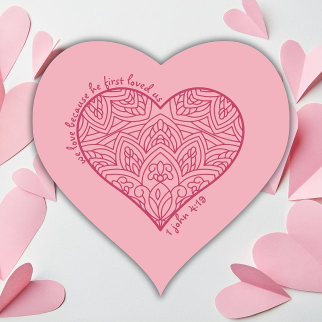He First Loved Us 1 John 4:19 Red Heart Christian Heart Sticker (Creator Uploaded)