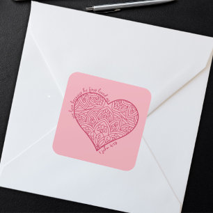 He First Loved Us 1 John 4:19 Red Heart Christian Square Sticker