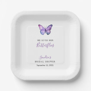 He Gives her Butterflies Bridal Shower Butterfly Paper Plate