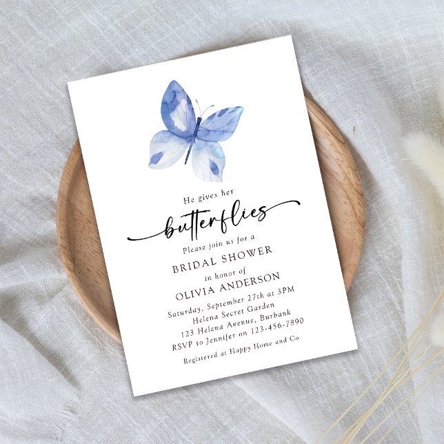 He Gives Her Butterflies Bridal Shower Invitation (Creator Uploaded)
