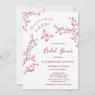 He Gives Her Butterflies   Sakura Bridal Shower Invitation