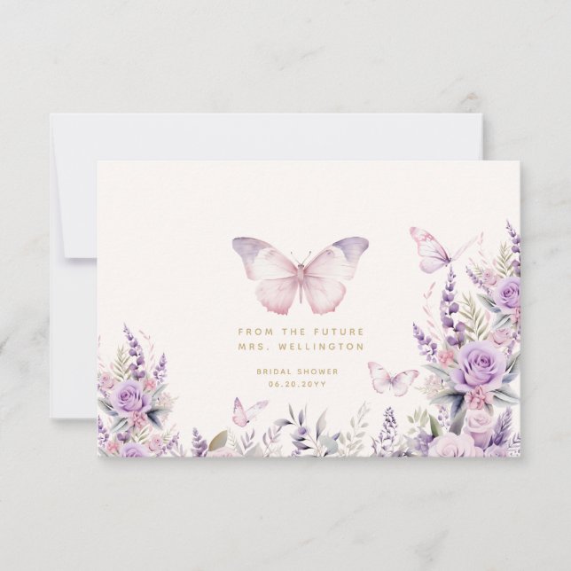 He Gives Her Butterflies Wildflowers Bridal Shower Thank You Card (Front)