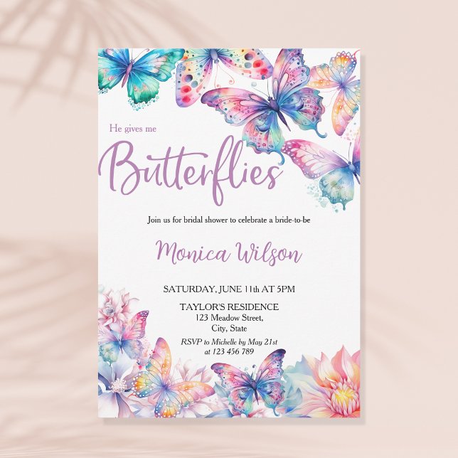 He Gives Me Butterflies Botanical Spring Garden Invitation (Creator Uploaded)