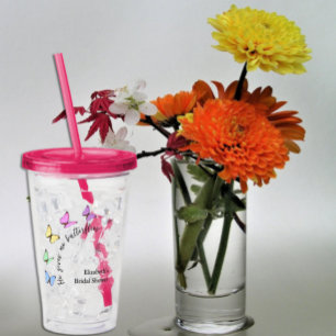 He Gives Me Butterflies Bridal Shower Acrylic Tumbler