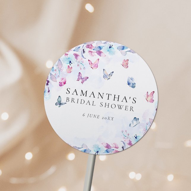 He Gives Me Butterflies Bridal Shower Classic Round Sticker (Creator Uploaded)