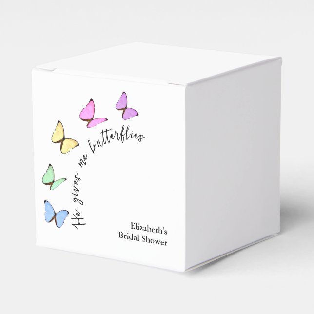 He Gives Me Butterflies Bridal Shower Favour Box (Front Side)