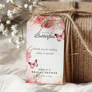 He Gives Me Butterflies Bridal Shower Gift Tags