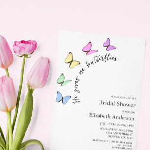 He Gives Me Butterflies Bridal Shower Invitation