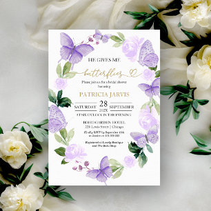 He Gives Me Butterflies Bridal Shower Invitation
